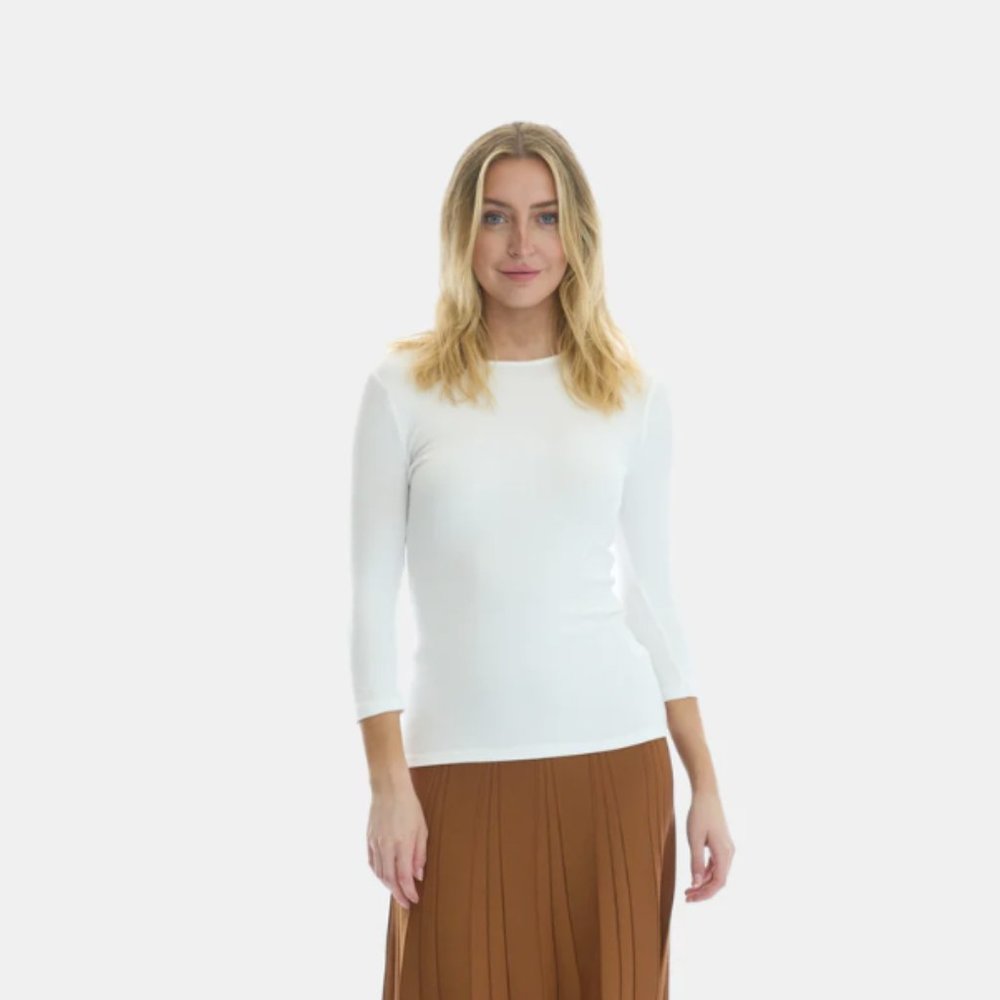DressBlank White 3/4 Sleeve Ribbed Tee Small NWT